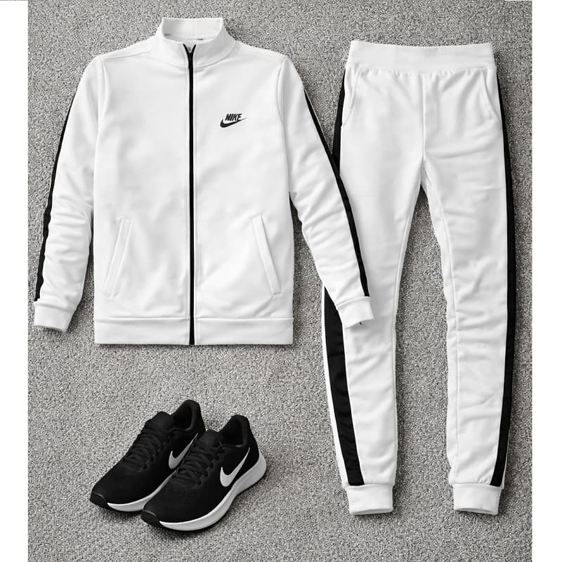 پکیج ست سوییشرت شلوار مردانه نایک مدل Madio  کفش ورزشی مردانه Nike مدل Tigo زیره سفید